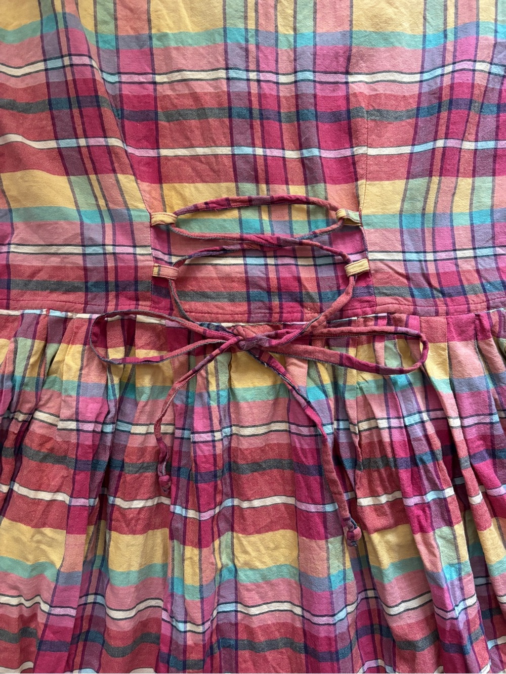 Vintage 90s colourful madras plaid sleeveless button down maxi dress - Picture 4 of 4
